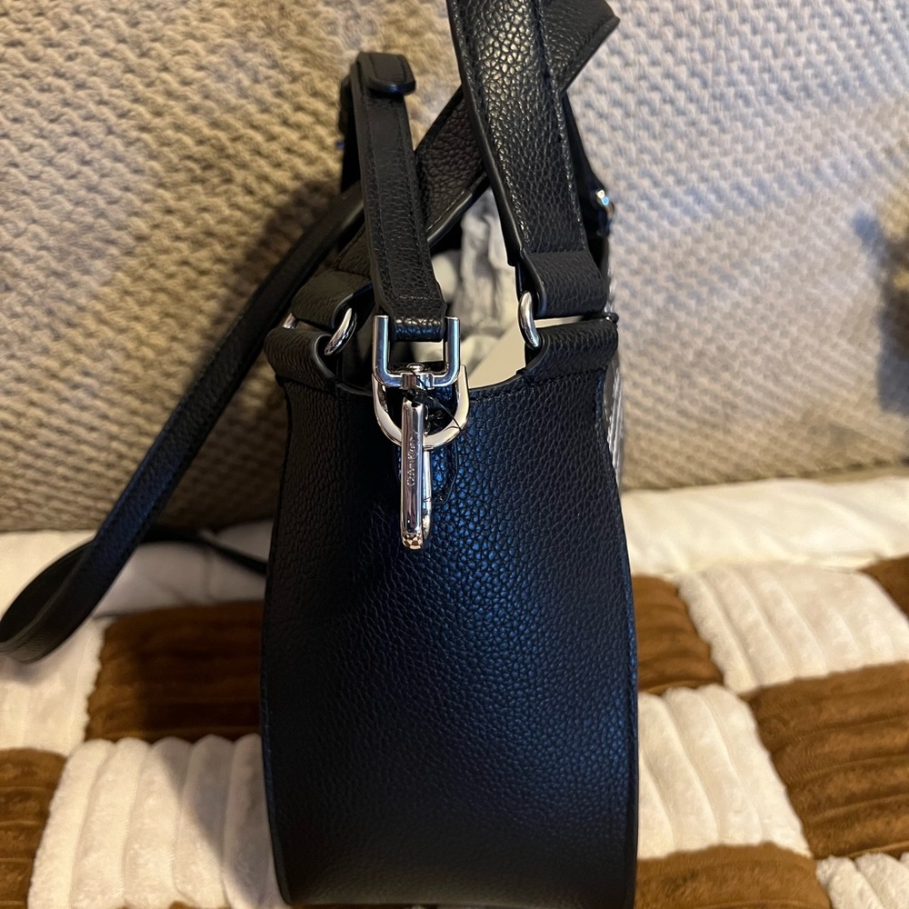 Calvin Klein Estelle Black and White Leather Satchel NWTS! - Picture 3 of 9